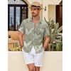 image:imageCOOFANDY Mens Button Down Short Sleeve Shirt Casual Shirts Summer Beach Textured Shirts with PocketGreenwhite Leaves