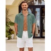 image:imageCOOFANDY Mens Button Down Short Sleeve Shirt Casual Shirts Summer Beach Textured Shirts with PocketGrey Green