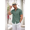 image:imageCOOFANDY Mens Button Down Short Sleeve Shirt Casual Shirts Summer Beach Textured Shirts with PocketGrey Green
