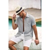 image:imageCOOFANDY Mens Button Down Short Sleeve Shirt Casual Shirts Summer Beach Textured Shirts with PocketLight Grey