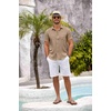 image:imageCOOFANDY Mens Button Down Short Sleeve Shirt Casual Shirts Summer Beach Textured Shirts with PocketLight Khaki