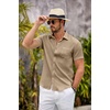 image:imageCOOFANDY Mens Button Down Short Sleeve Shirt Casual Shirts Summer Beach Textured Shirts with PocketLight Khaki