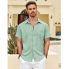 image:imageCOOFANDY Mens Button Down Short Sleeve Shirt Casual Shirts Summer Beach Textured Shirts with PocketMint Green