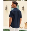 image:imageCOOFANDY Mens Button Down Short Sleeve Shirt Casual Shirts Summer Beach Textured Shirts with PocketNavy Blue
