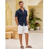 image:imageCOOFANDY Mens Button Down Short Sleeve Shirt Casual Shirts Summer Beach Textured Shirts with PocketNavy Blue
