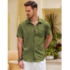 image:imageCOOFANDY Mens Button Down Short Sleeve Shirt Casual Shirts Summer Beach Textured Shirts with PocketOlive Green