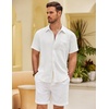 image:imageCOOFANDY Mens Button Down Short Sleeve Shirt Casual Shirts Summer Beach Textured Shirts with PocketWhite