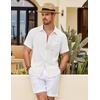 image:imageCOOFANDY Mens Button Down Short Sleeve Shirt Casual Shirts Summer Beach Textured Shirts with PocketWhite