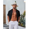 image:imageCOOFANDY Mens Casual Button Down Shirt Short Sleeve Summer Shirt for Beach Vacation Resort WearBlack
