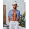 image:imageCOOFANDY Mens Casual Button Down Shirt Short Sleeve Summer Shirt for Beach Vacation Resort WearBlue