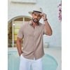 image:imageCOOFANDY Mens Casual Button Down Shirt Short Sleeve Summer Shirt for Beach Vacation Resort WearChampagne