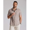 image:imageCOOFANDY Mens Casual Button Down Shirt Short Sleeve Summer Shirt for Beach Vacation Resort WearChampagne
