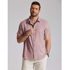 image:imageCOOFANDY Mens Casual Button Down Shirt Short Sleeve Summer Shirt for Beach Vacation Resort WearDusty Pink