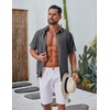 image:imageCOOFANDY Mens Casual Button Down Shirt Short Sleeve Summer Shirt for Beach Vacation Resort WearGray
