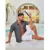 image:imageCOOFANDY Mens Casual Button Down Shirt Short Sleeve Summer Shirt for Beach Vacation Resort WearGray