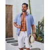 image:imageCOOFANDY Mens Casual Button Down Shirt Short Sleeve Summer Shirt for Beach Vacation Resort WearLight Blue