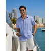 image:imageCOOFANDY Mens Casual Button Down Shirt Short Sleeve Summer Shirt for Beach Vacation Resort WearLight Blue