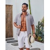 image:imageCOOFANDY Mens Casual Button Down Shirt Short Sleeve Summer Shirt for Beach Vacation Resort WearLight Gray