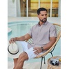 image:imageCOOFANDY Mens Casual Button Down Shirt Short Sleeve Summer Shirt for Beach Vacation Resort WearLight Gray