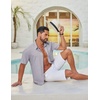 image:imageCOOFANDY Mens Casual Button Down Shirt Short Sleeve Summer Shirt for Beach Vacation Resort WearLight Gray