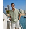 image:imageCOOFANDY Mens Casual Button Down Shirt Short Sleeve Summer Shirt for Beach Vacation Resort WearLight Green