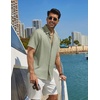 image:imageCOOFANDY Mens Casual Button Down Shirt Short Sleeve Summer Shirt for Beach Vacation Resort WearLight Green