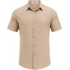 image:imageCOOFANDY Mens Casual Button Down Shirt Short Sleeve Summer Shirt for Beach Vacation Resort WearLight Khaki