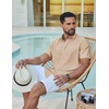image:imageCOOFANDY Mens Casual Button Down Shirt Short Sleeve Summer Shirt for Beach Vacation Resort WearLight Khaki