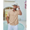 image:imageCOOFANDY Mens Casual Button Down Shirt Short Sleeve Summer Shirt for Beach Vacation Resort WearLight Khaki