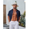 image:imageCOOFANDY Mens Casual Button Down Shirt Short Sleeve Summer Shirt for Beach Vacation Resort WearNavy Blue