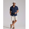 image:imageCOOFANDY Mens Casual Button Down Shirt Short Sleeve Summer Shirt for Beach Vacation Resort WearNavy Blue