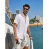 image:imageCOOFANDY Mens Casual Button Down Shirt Short Sleeve Summer Shirt for Beach Vacation Resort WearSolid White
