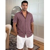 image:imageCOOFANDY Mens Casual Button Down Shirt Short Sleeve Summer Shirt for Beach Vacation Resort WearWine Red