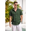 image:imageCOOFANDY Mens Casual Button Down Shirts Short Sleeve Linen Shirts Summer Beach Dress ShirtArmy Green