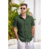 image:imageCOOFANDY Mens Casual Button Down Shirts Short Sleeve Linen Shirts Summer Beach Dress ShirtArmy Green
