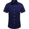 image:imageCOOFANDY Mens Casual Button Down Shirts Short Sleeve Linen Shirts Summer Beach Dress ShirtBlue