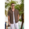 image:imageCOOFANDY Mens Casual Button Down Shirts Short Sleeve Linen Shirts Summer Beach Dress ShirtBrown