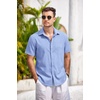 image:imageCOOFANDY Mens Casual Button Down Shirts Short Sleeve Linen Shirts Summer Beach Dress ShirtLight Blue