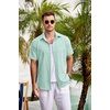image:imageCOOFANDY Mens Casual Button Down Shirts Short Sleeve Linen Shirts Summer Beach Dress ShirtLight Green