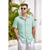 image:imageCOOFANDY Mens Casual Button Down Shirts Short Sleeve Linen Shirts Summer Beach Dress ShirtLight Green