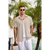 image:imageCOOFANDY Mens Casual Button Down Shirts Short Sleeve Linen Shirts Summer Beach Dress ShirtLight Khaki