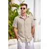 image:imageCOOFANDY Mens Casual Button Down Shirts Short Sleeve Linen Shirts Summer Beach Dress ShirtLight Khaki