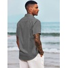 image:imageCOOFANDY Mens Casual Button Down Shirts Short Sleeve Linen Shirts Summer Beach Dress ShirtShort Sleeve  Black