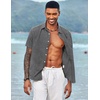 image:imageCOOFANDY Mens Casual Button Down Shirts Short Sleeve Linen Shirts Summer Beach Dress ShirtShort Sleeve  Black