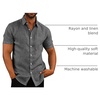image:imageCOOFANDY Mens Casual Button Down Shirts Short Sleeve Linen Shirts Summer Beach Dress ShirtShort Sleeve  Black