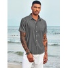 image:imageCOOFANDY Mens Casual Button Down Shirts Short Sleeve Linen Shirts Summer Beach Dress ShirtShort Sleeve  Black