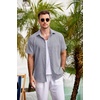 image:imageCOOFANDY Mens Casual Button Down Shirts Short Sleeve Linen Shirts Summer Beach Dress ShirtShort Sleeve  Grey