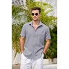 image:imageCOOFANDY Mens Casual Button Down Shirts Short Sleeve Linen Shirts Summer Beach Dress ShirtShort Sleeve  Grey