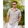 image:imageCOOFANDY Mens Casual Button Down Shirts Short Sleeve Linen Shirts Summer Beach Dress ShirtShort Sleeve  Light Gray