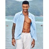 image:imageCOOFANDY Mens Casual Button Down Shirts Short Sleeve Linen Shirts Summer Beach Dress ShirtSky Blue